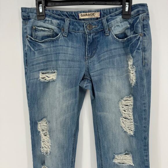 GARAGE Skinny Jeans Womens Size 7 Blue Distressed Ripped Light Wash Denim - Picture 3 of 8